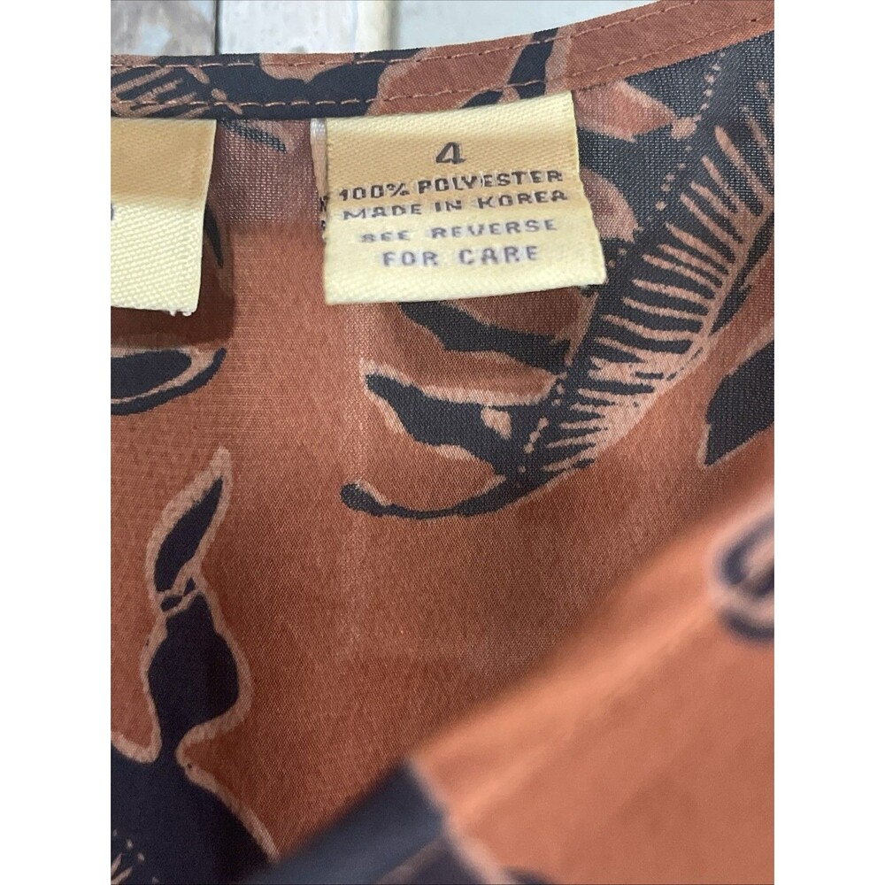 Limited America Vintage Midi Maxi Dress Floral Orange Gray Tan Size 4 - Picture 3 of 9